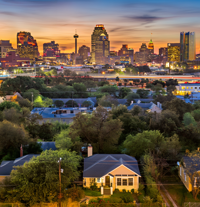 A photo of a CPS Energy employee helping a child